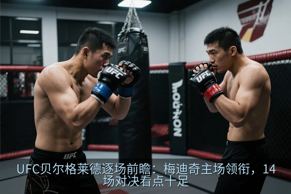 综合格斗选手在训练馆进行赛前备战